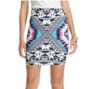 Aztec Tribal Bodycon Pencil Mini Skirt Size S Small Xhilaratation